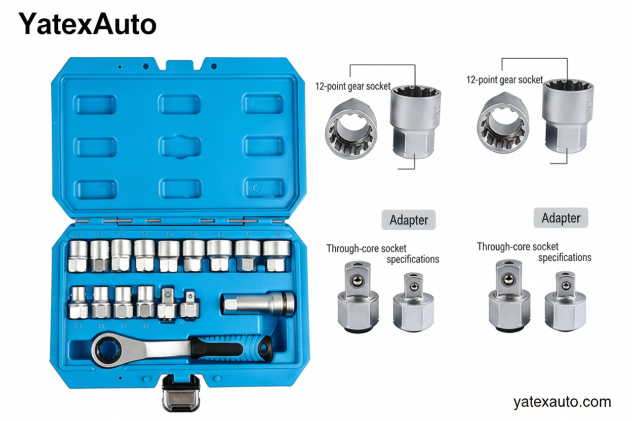 Best Through-Core Ratchet Socket Set | YatexAuto 17-Piece CrV Tool Set ...