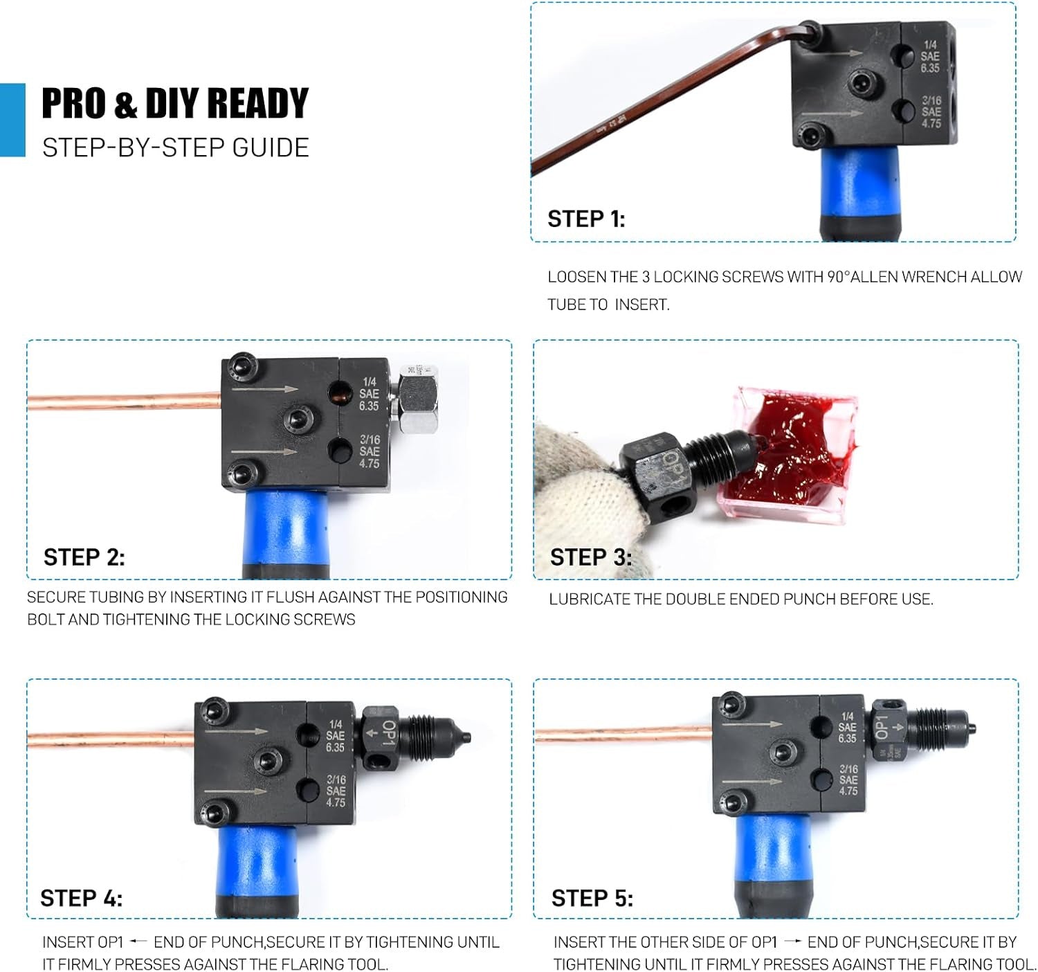 12PCS Brake Line Flaring Tool Kit — 3/16" & 1/4" SAE Double, Bubble & Single Flare