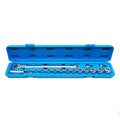 Extra-Long Flex-Head Ratchet Socket Wrench Set — 12-Point Spline Sockets, Cr-V, Satin Chrome