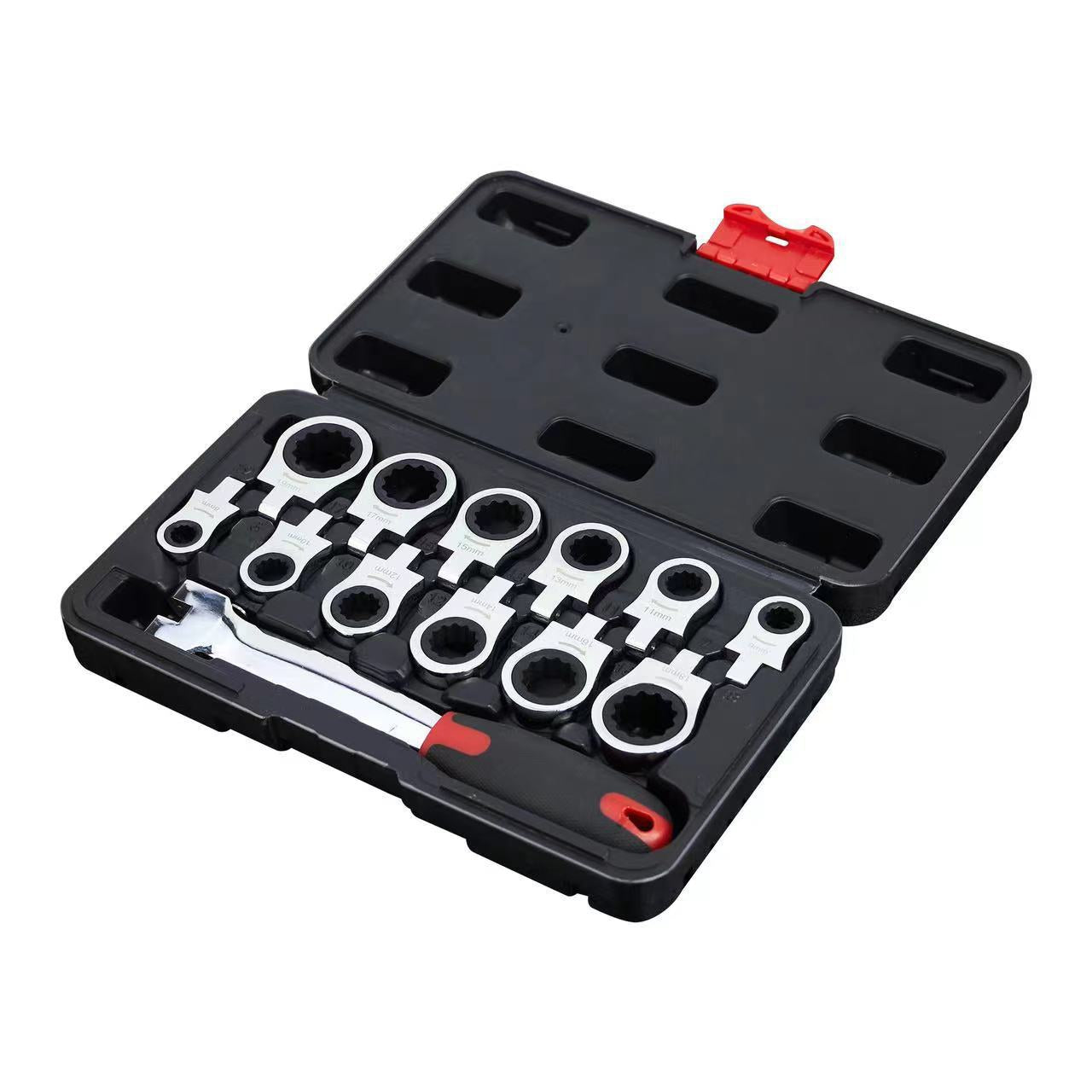 YatexAuto 12-Piece Interchangeable Ratchet Wrench Set – 72-Tooth, 8–19mm, with Nylon Case