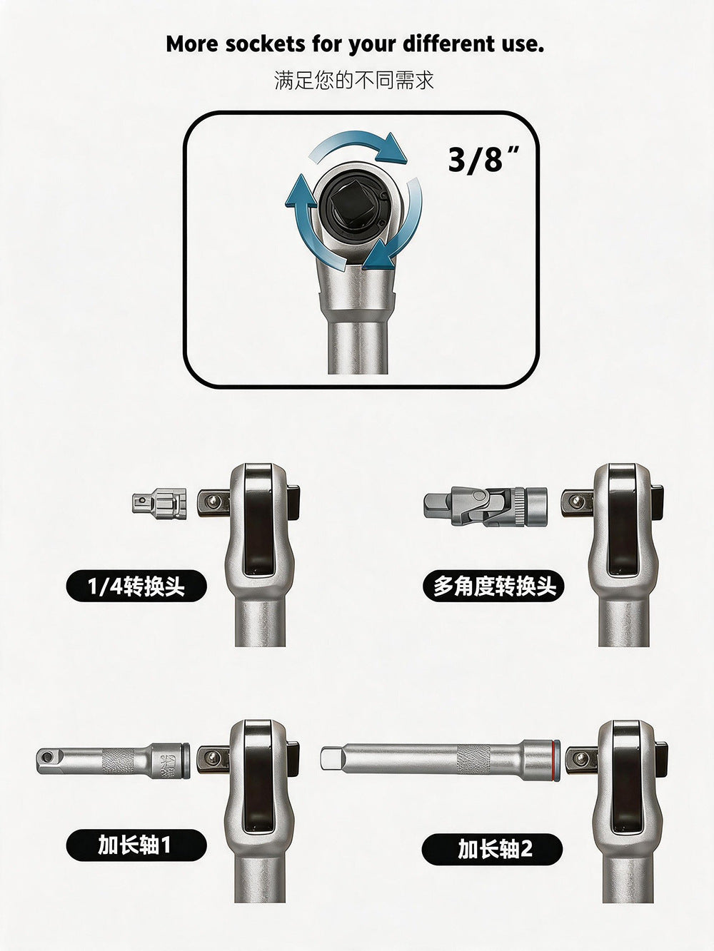 DONUMER Electric Ratchet Wrench 3/8" – Cordless, LED Light, Type-C Charging, 1800mAh