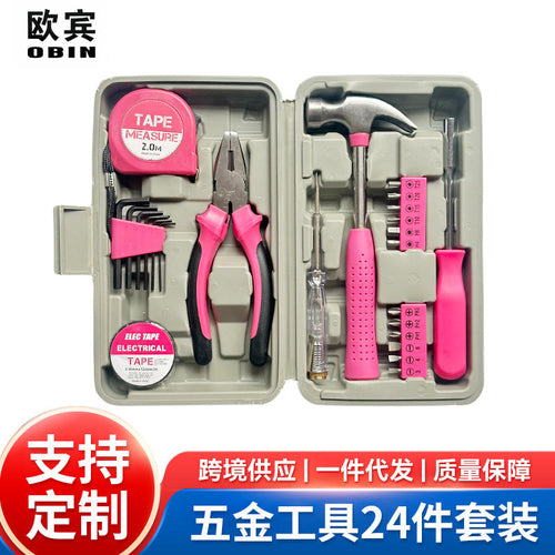 OBIN 24-piece pink hardware tool set in case