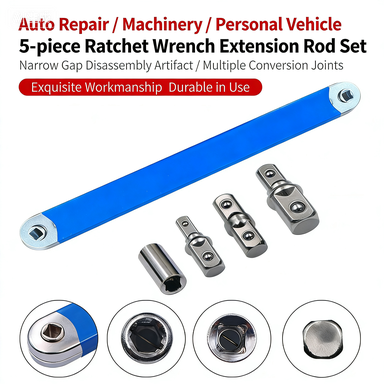 YatexAuto 5-Piece Ratchet Extension Wrench Set – Narrow Gap Tool + 4 FREE Socket Adapters (1/4″, 3/8″, 1/2″ & Hex)