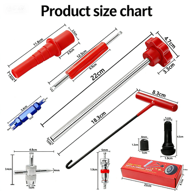 Valve Stem Installation & Removal Tool Set | 13-Piece / 30-Piece Pro Kit | Quick-Release Wrench