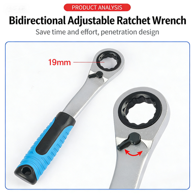 17-Piece Through-Core Ratchet Socket Set | 12-Point Spline 10–24mm | Bidirectional 19mm Bore | Chrome Vanadium Steel | For Long-Shank Screws