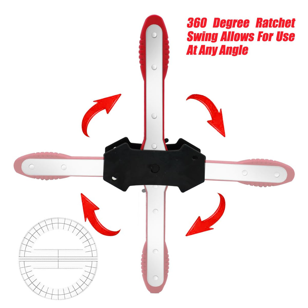 Brake Caliper Compression Tool | 360° Swing Ratchet | Caliper Piston Compressor with 2PCS Steel Plates & Caliper Hooks | Red | YATEXAUTO
