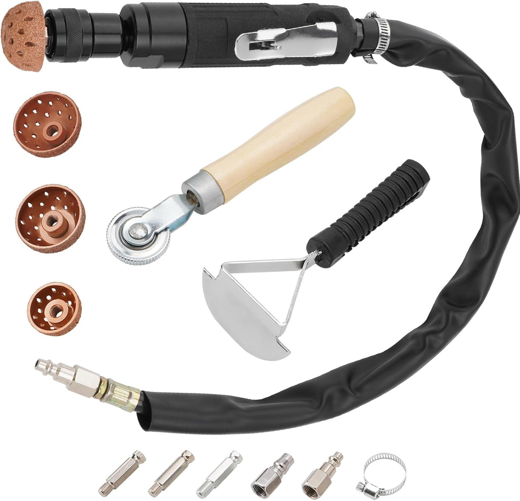 Air Tire Repair Polish Patch Tools Set | 2500RPM Low Speed Air Buffer, Inner Liner Scrapper, Patch Roller & Tungsten Steel Buffing Wheel | YATEXAUTO