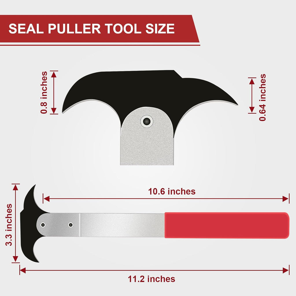 Seal Puller Oil Seal Removal Tool | Dual Hook with Galvanized Steel Body & Non-Slip Red Rubber Handle | Automotive, Farm & Industrial | YATEXAUTO