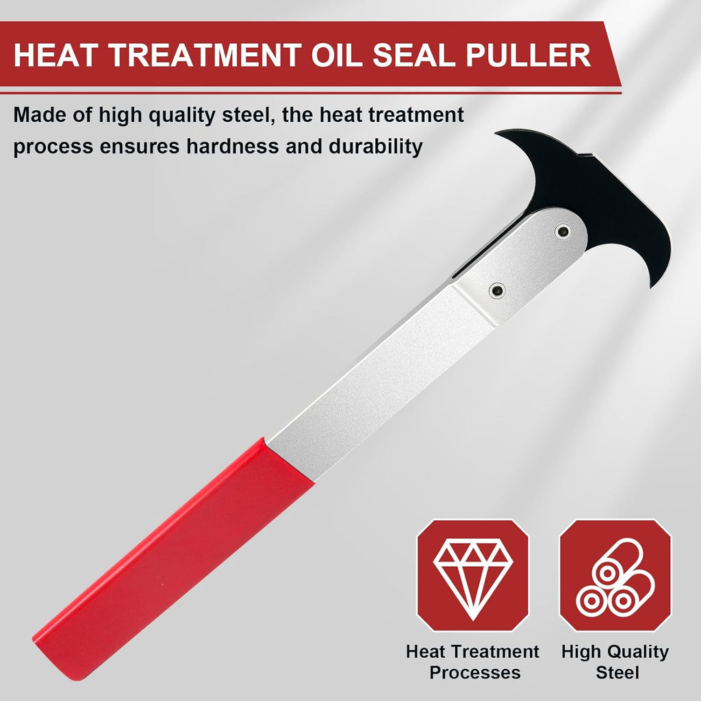 Seal Puller Oil Seal Removal Tool | Dual Hook with Galvanized Steel Body & Non-Slip Red Rubber Handle | Automotive, Farm & Industrial | YATEXAUTO