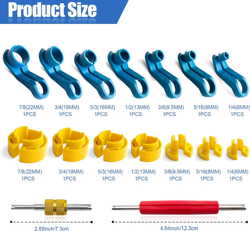 Набор инструментов для быстрого разъединения линий хладагента кондиционера и топливопроводов | 7 размеров 6–22 мм | Комплект для отсоединения линий компрессора кондиционера с инструментом для золотника