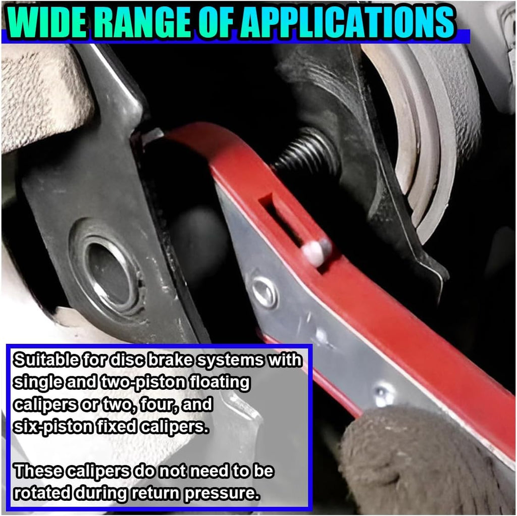 Brake Caliper Compression Tool | 360° Swing Ratchet | Caliper Piston Compressor with 2PCS Steel Plates & Caliper Hooks | Red | YATEXAUTO