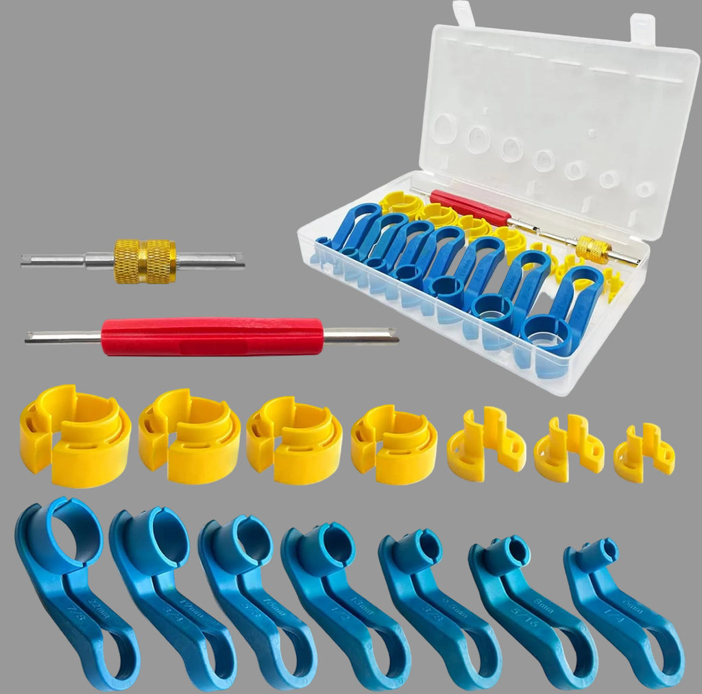 16PCS Car AC & Fuel Line Quick Disconnect Tool Set | Valve Core Remover Kit | 1/4" to 7/8" | Master Disconnect Kit | YATEXAUTO