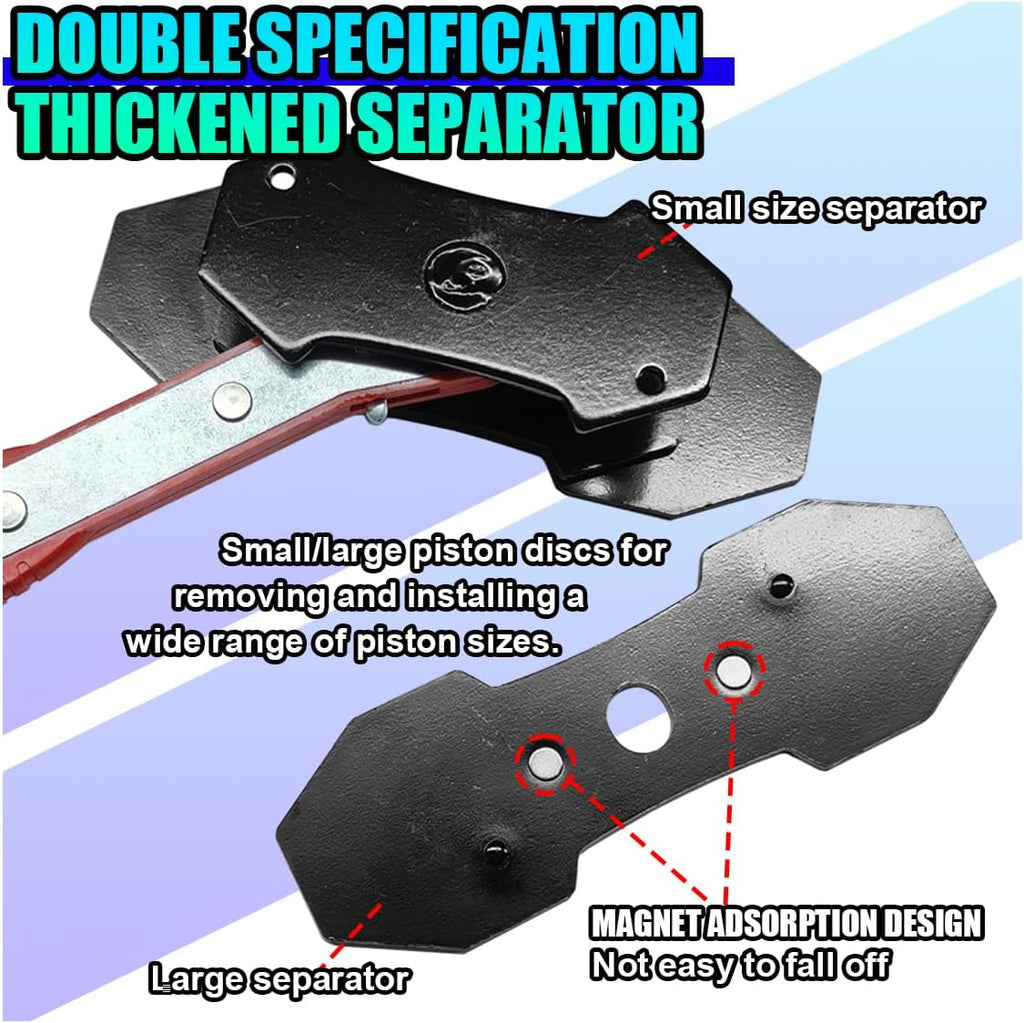 Brake Caliper Compression Tool | 360° Swing Ratchet | Caliper Piston Compressor with 2PCS Steel Plates & Caliper Hooks | Red | YATEXAUTO
