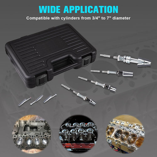 7PCS Engine Cylinder Hone Tool Set with Box, Adjustable Engine Cylinder Hone Tool Kit from Sizes 3/4" to 7" Cylinders, Engine Cylinder Grinding and Polishing Tools with 1-⅛", 3" and 4" Honing Stones