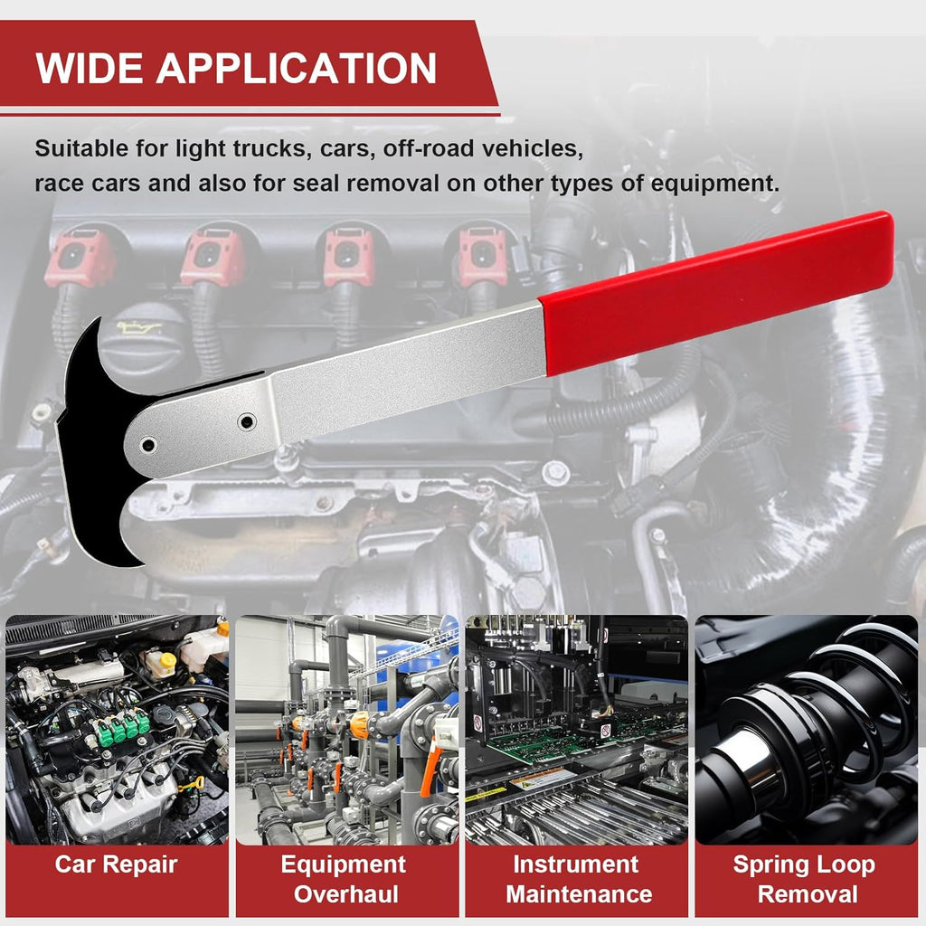 Seal Puller Oil Seal Removal Tool | Dual Hook with Galvanized Steel Body & Non-Slip Red Rubber Handle | Automotive, Farm & Industrial | YATEXAUTO