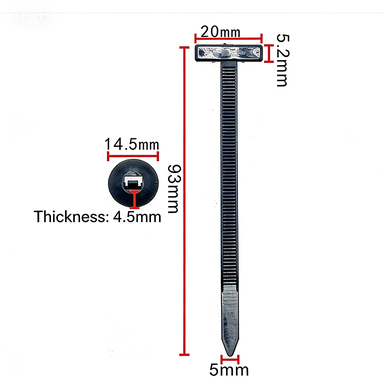 M93 Nylon Push-Through Cable Tie Clips | 100-Pack | 90mm Universal Automotive Fastener for Floor Mat, Fender Liner & Body Panel