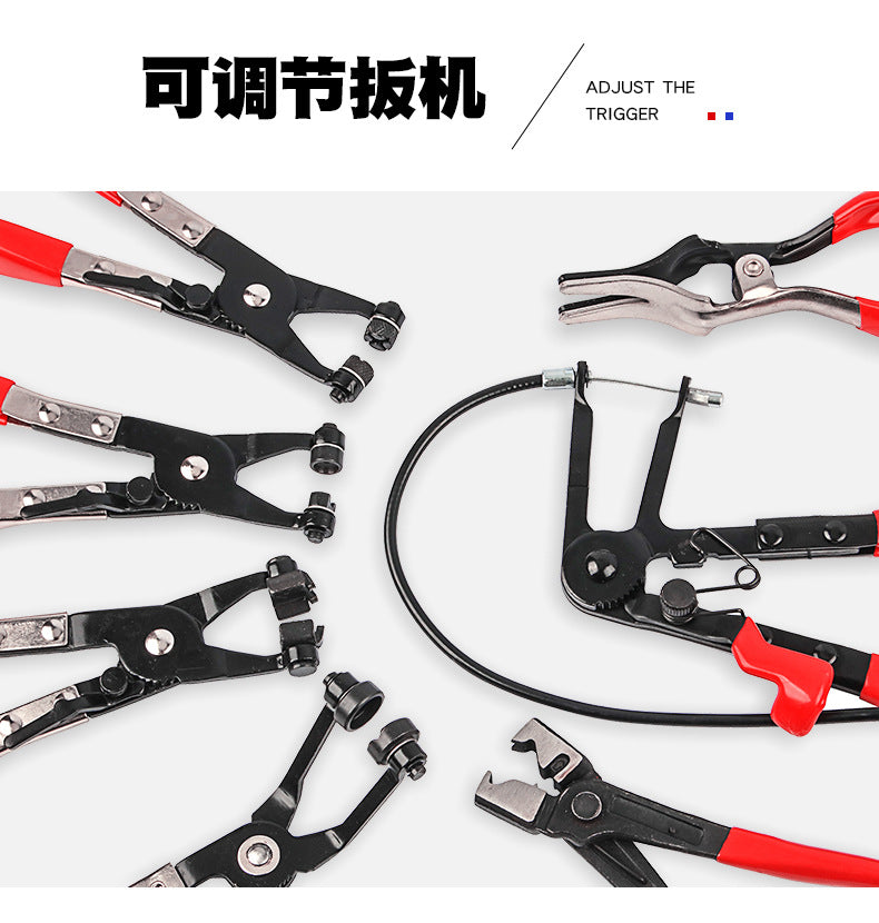 9PCS Hose Clamp Pliers Set | 24" Flexible Cable, Clic-R & Flat Band Clamp Tool | Coolant, Fuel & Oil Hoses | YATEXAUTO