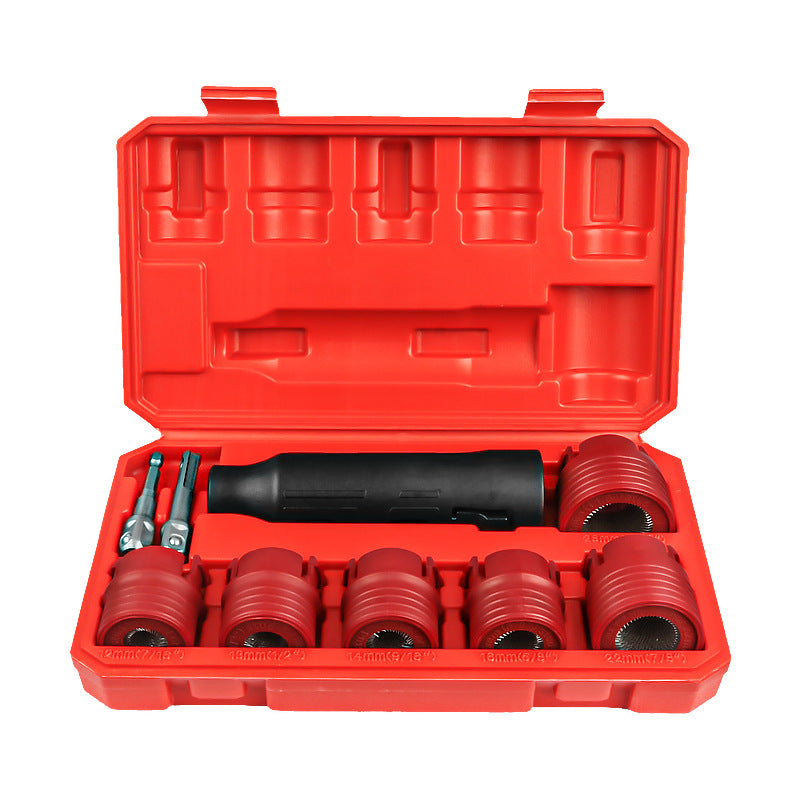 Steelman 8-Piece Automotive Wheel Stud Cleaner Tool Set for Removing Rust and Debris, Includes 1/4-inch Hex to 1/2-inch Square Adapter to Allow for Use with Drills and Pneumatic Tools