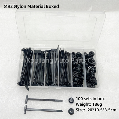 M93 Nylon Push-Through Cable Tie Clips | 100-Pack | 90mm Universal Automotive Fastener for Floor Mat, Fender Liner & Body Panel