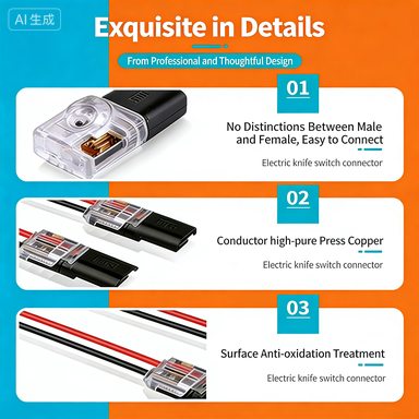YatexAuto D2 Quick Wire Connector – CE Certified Electric Knife Switch Terminal | Tool-Free, Anti-Oxidation, High-Pure Copper