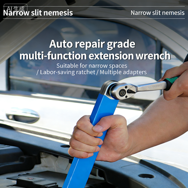 YatexAuto 5-Piece Ratchet Extension Wrench Set – Narrow Gap Tool + 4 FREE Socket Adapters (1/4″, 3/8″, 1/2″ & Hex)