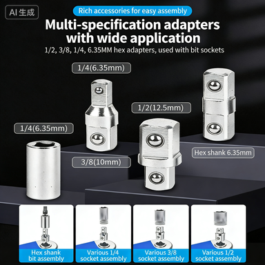 YatexAuto 5-Piece Ratchet Extension Wrench Set – Narrow Gap Tool + 4 FREE Socket Adapters (1/4″, 3/8″, 1/2″ & Hex)