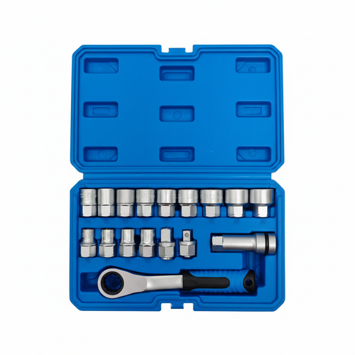 Socket Wrench Set Top View - White Background